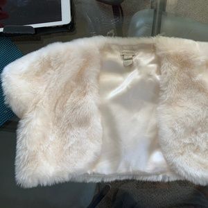 Girls' Faux Fur Shrug Cream